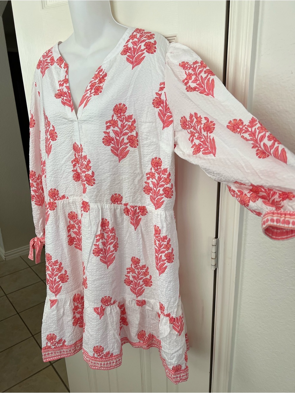 New Vineyard Vines Tessa Floral Tie Sleeve Minidress XL - Picture 5 of 13